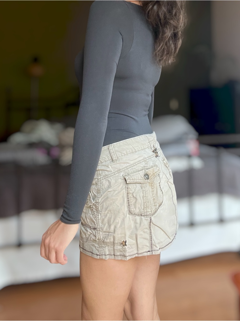 Vintage brown jag Jean grunge miniskirt!